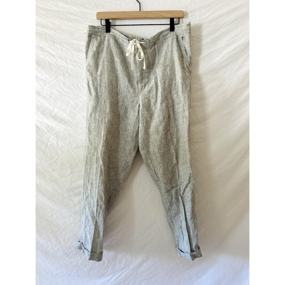 Caslon Pants Womens Linen Blend Drawstring Beach Lounge Casual Large
